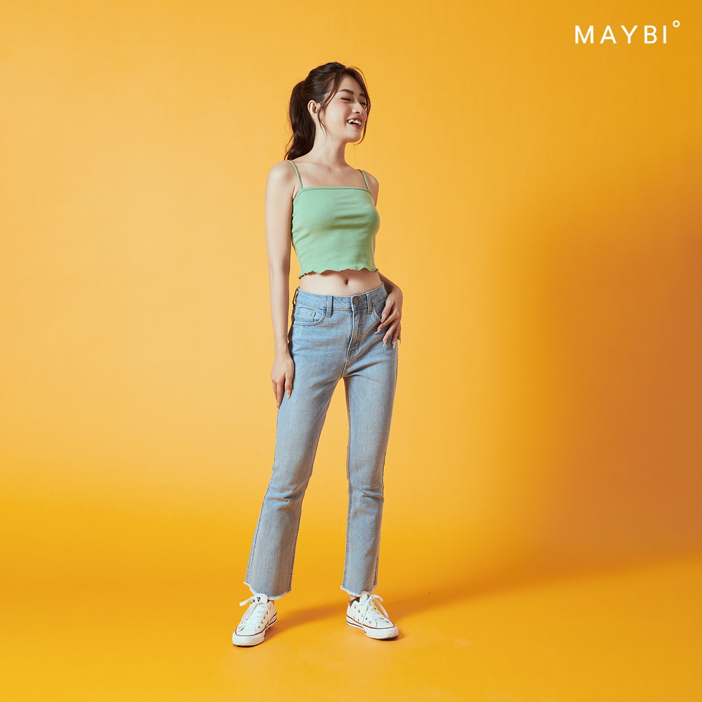 MAYBI - Quần boot cut jean xanh nhạt