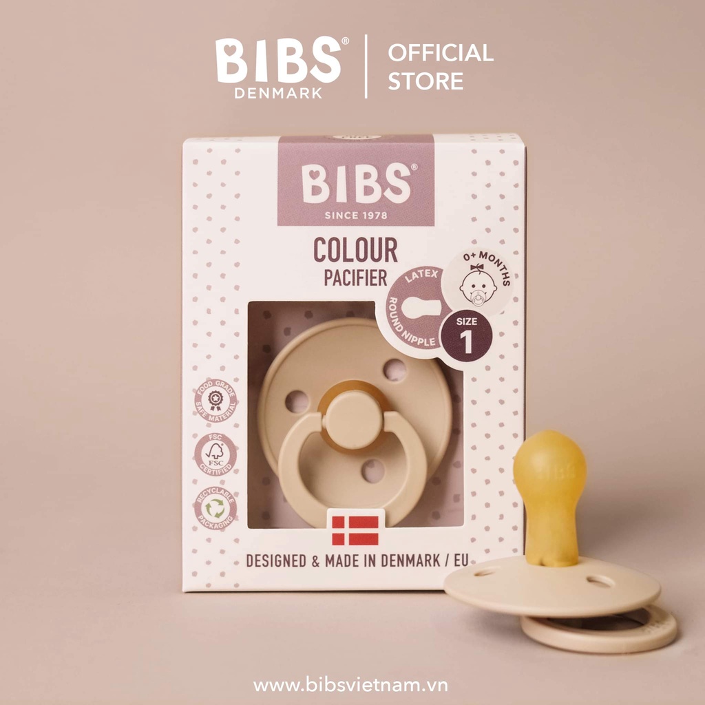 Ti ngậm BIBS Đan Mạch cao su tự nhiên - tặng kèm hộp đựng