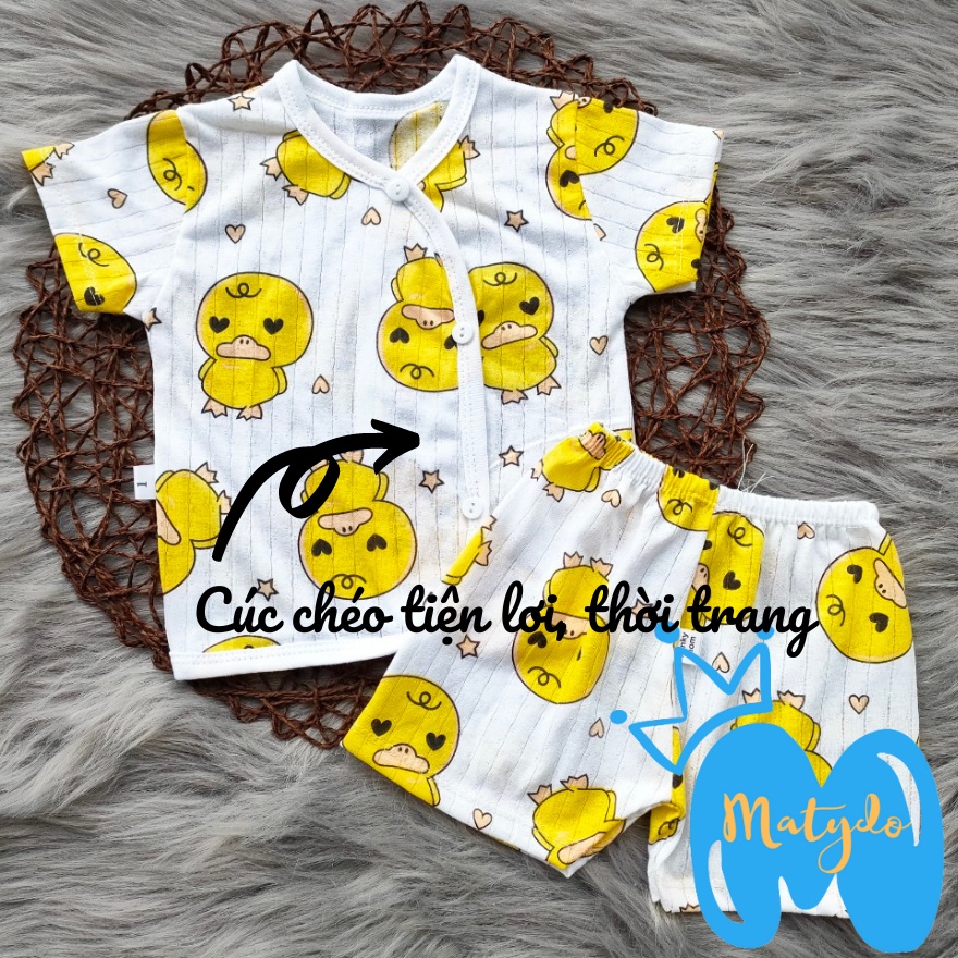 Quần áo sơ sinh ngắn tay cho bé trai bé gái COTTON GIẤY mùa hè giá rẻ đồ mới sinh cho bé cộc cúc chéo SS55