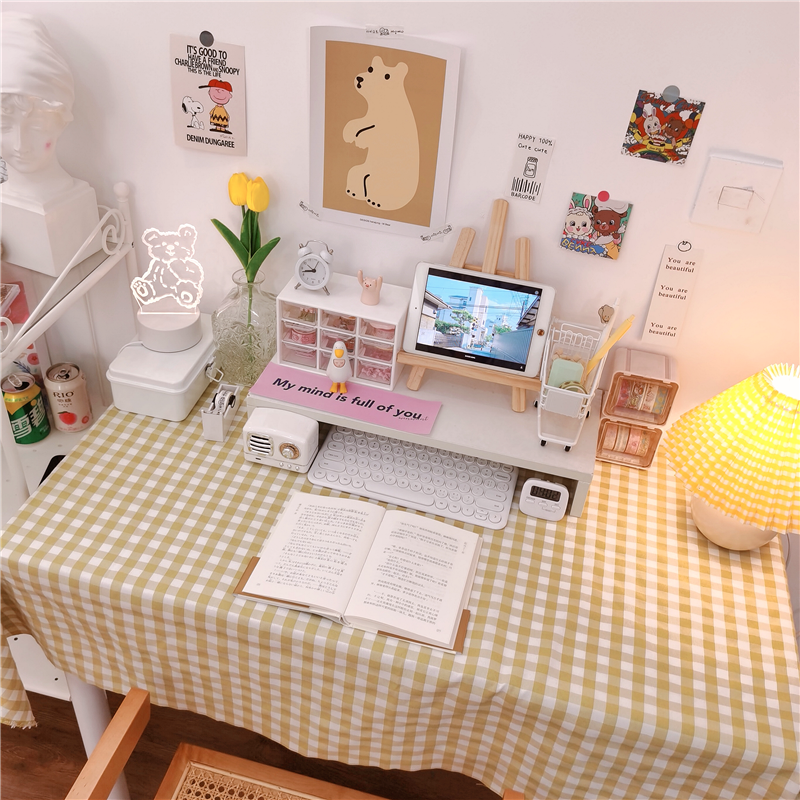 * Người Dì nhỏ xinh đẹp * ins màu trà sữa khăn trải bàn, bàn làm việc, bàn vải, phòng máy tính bảng vải