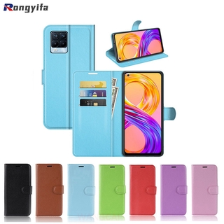 Bao da điện thoại nắp gập có ngăn đựng thẻ cho Oppo Realme C21 8 Q3 Pro V13 5g