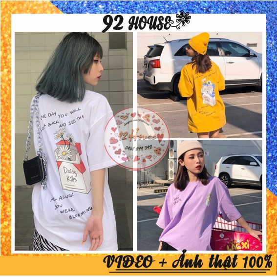 Áo thun nam nữ unisex hoa cúc hot trend freesize form rộng tay lỡ