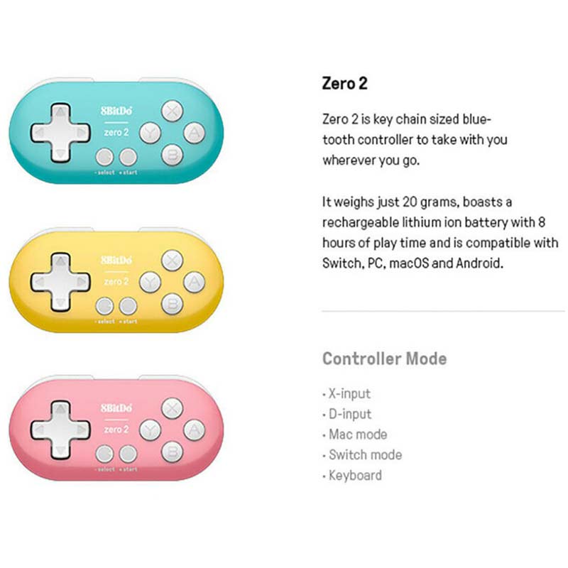 Tay Cầm Chơi Game Bluetooth Không Dây 8 Bitdo Zero2 Cho Nintendo Switch Windows Android Mini