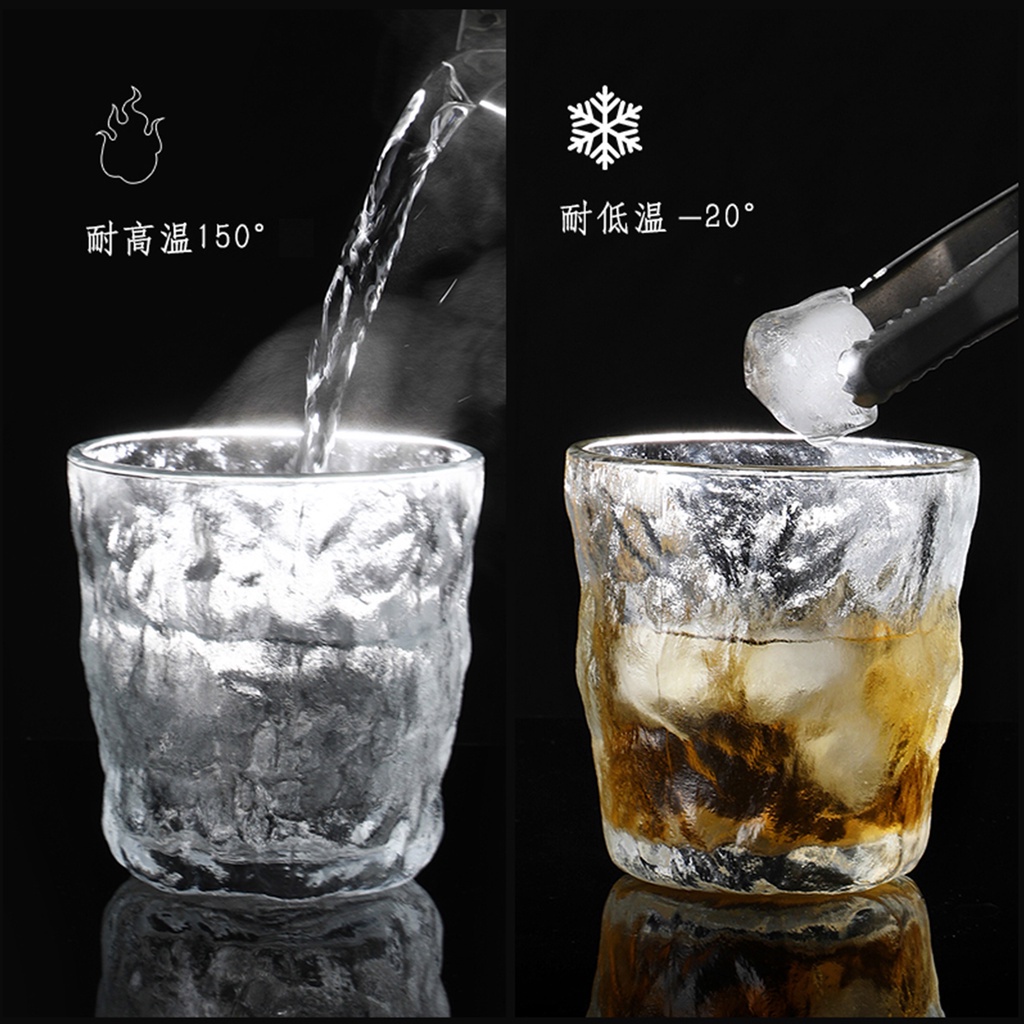 Ly nước thủy tinh JUJIAJIA họa tiết sông băng phong cách Nhật Bản cao cấp