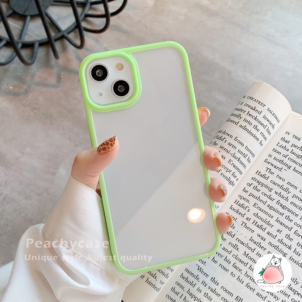 Ốp điện thoại bằng PC cứng trong suốt màu kẹo ngọt thích hợp cho Apple iPhone 13 12 11 Pro Xs Max Xr X 7 8 Plus