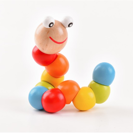 [LOẠI TO] Đồ Chơi Con Sâu Gỗ 20CM Uốn Dẻo Nhiều Màu Sắc Đáng Yêu Thú Vị Cho Bé [Đồ Chơi Trẻ Em]