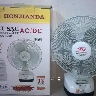 quạt tích điện honjilanda 2 bình có đèn và cổng usb
