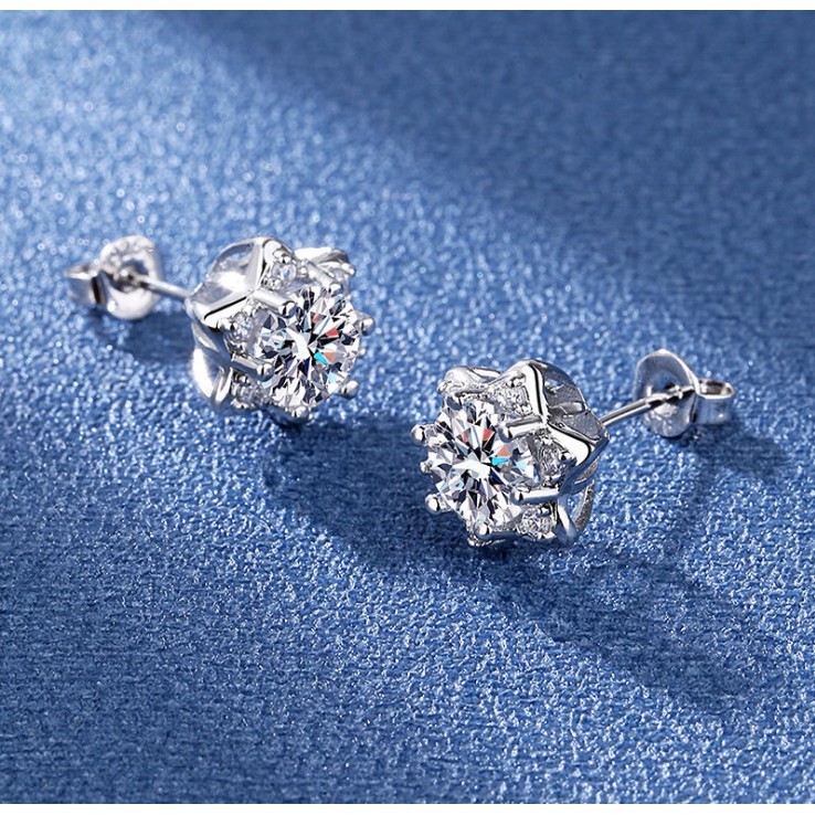 Thời trang Hexagon Star Stud S925 Bông tai kim cương carbon cao cho phụ nữ