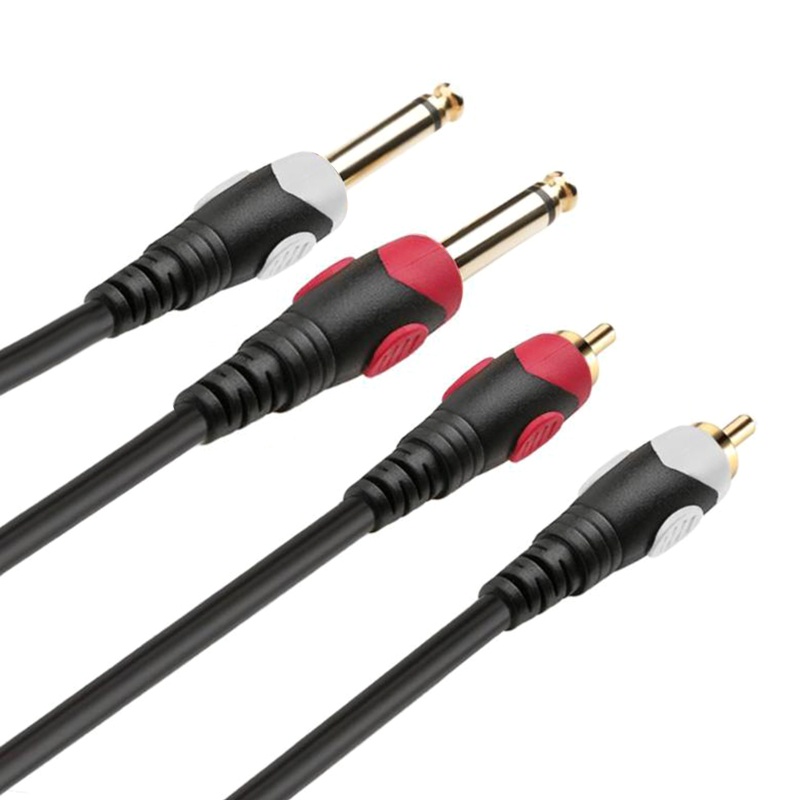 Cáp Chữ Y Nối Dài Chuyển Đổi Đầu Cắm RCA Kép Sang Hai Cổng Cắm RCA 6.35mm 1 / 4 &quot;(6.35mm) TS
