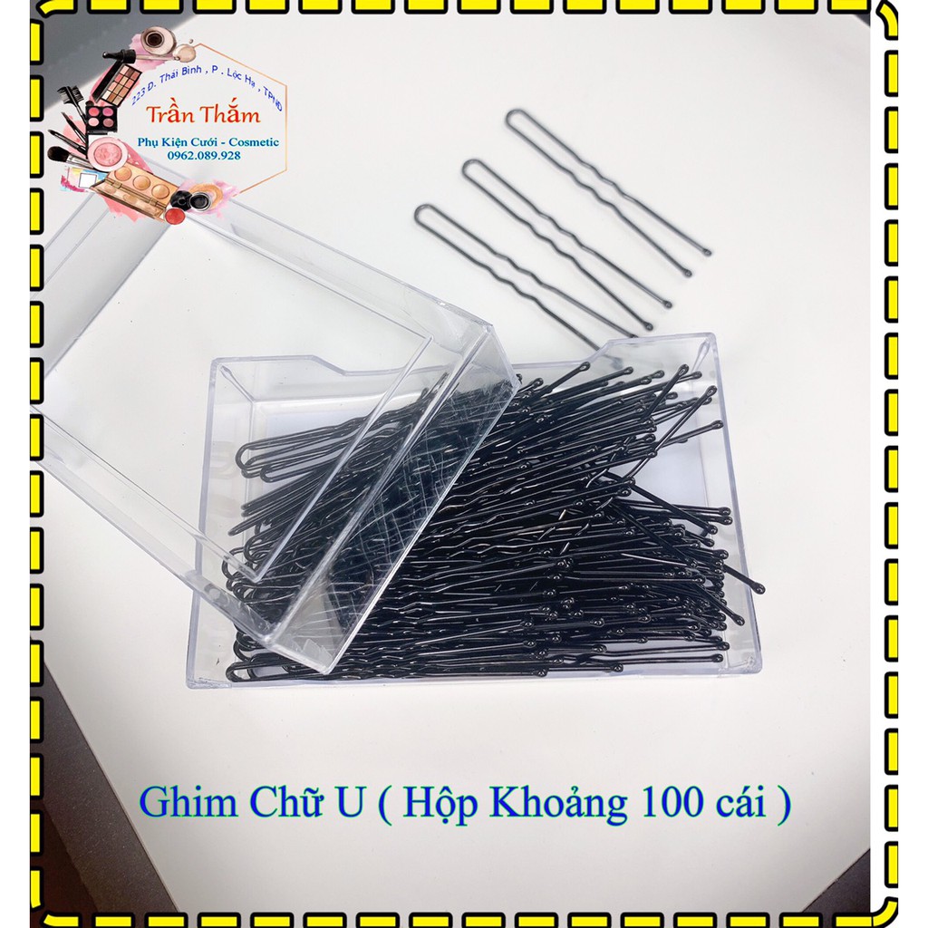 Ghim Chữ U Cài Tóc , Đựng Trong Hộp Cao Cấp Mica ( Khoảng 100 cái )