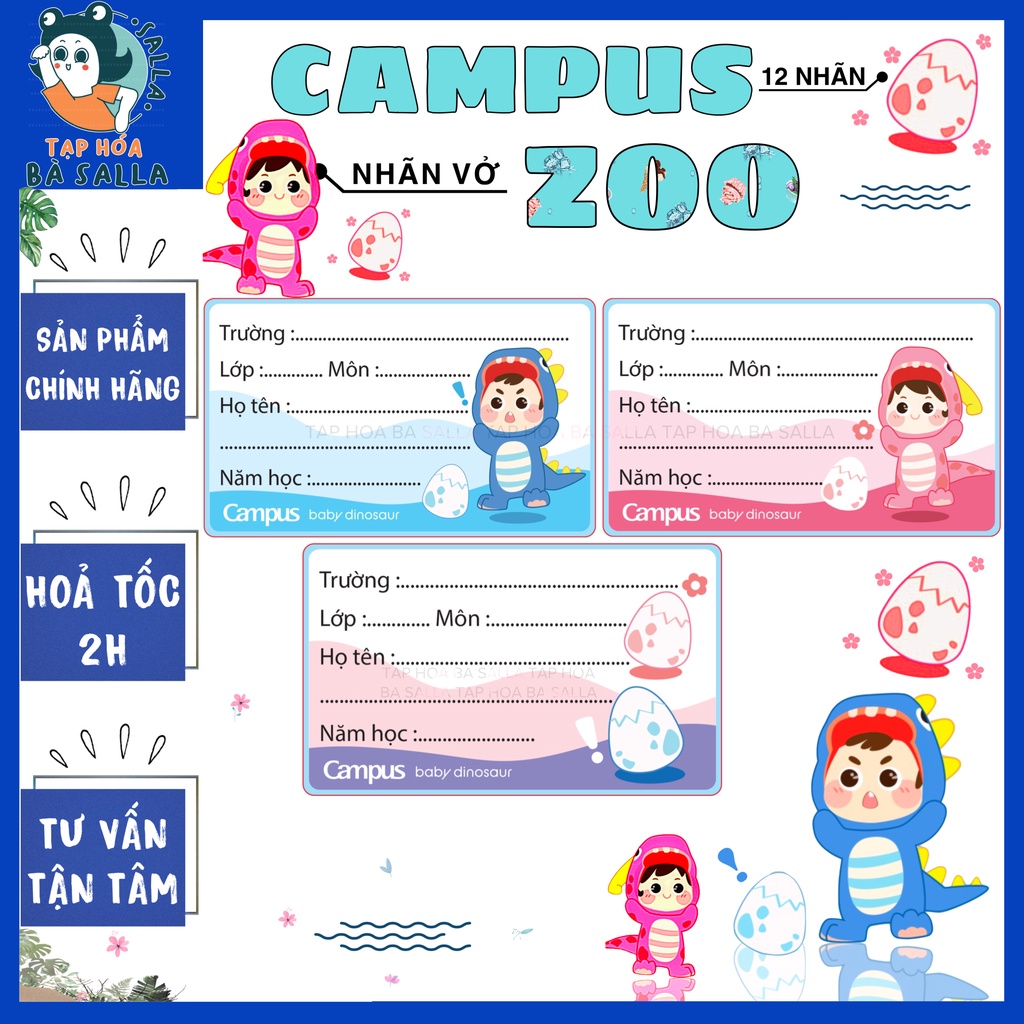 Nhãn Vở Zoo Campus [12 nhãn/túi]