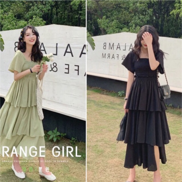 (Order) bigsize Đầm maxi dáng dài chun ngực 3 tầng cách điệu siêu xinh, hot hit 2019