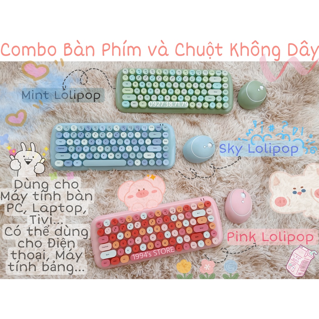 BỘ COMBO BÀN PHÍM CHUỘT GIẢ CƠ KHÔNG DÂY MOFII CANDY S - Dùng cho Máy tính bàn, Laptop, Tivi, Điện thoại, Máy tính bảng