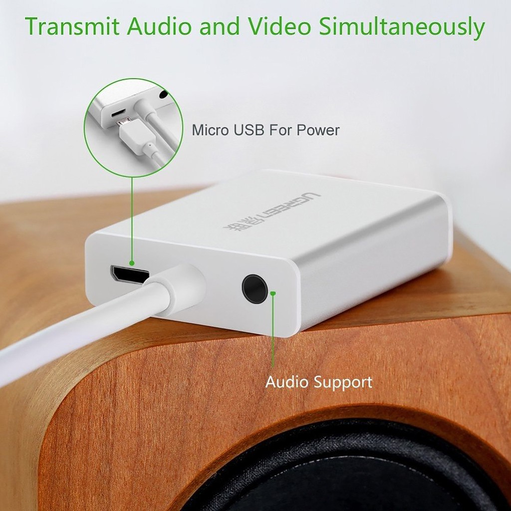 Cáp Chuyển HDMI ra VGA kèm Audio Cao Cấp UGREEN MM102 | Dây Tròn