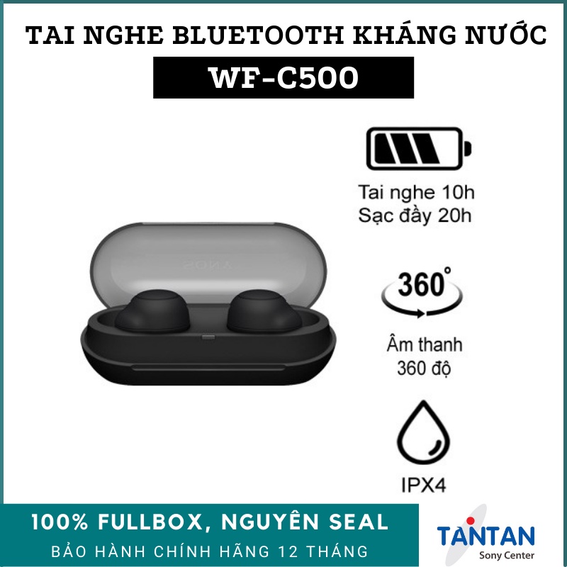 Tai Nghe In-ear BLUETOOTH Sony WF-C500 | DSEE - 360 Reality Audio - Pin:20H - Sạc nhanh - Fast Pair - Kháng nước IPX4