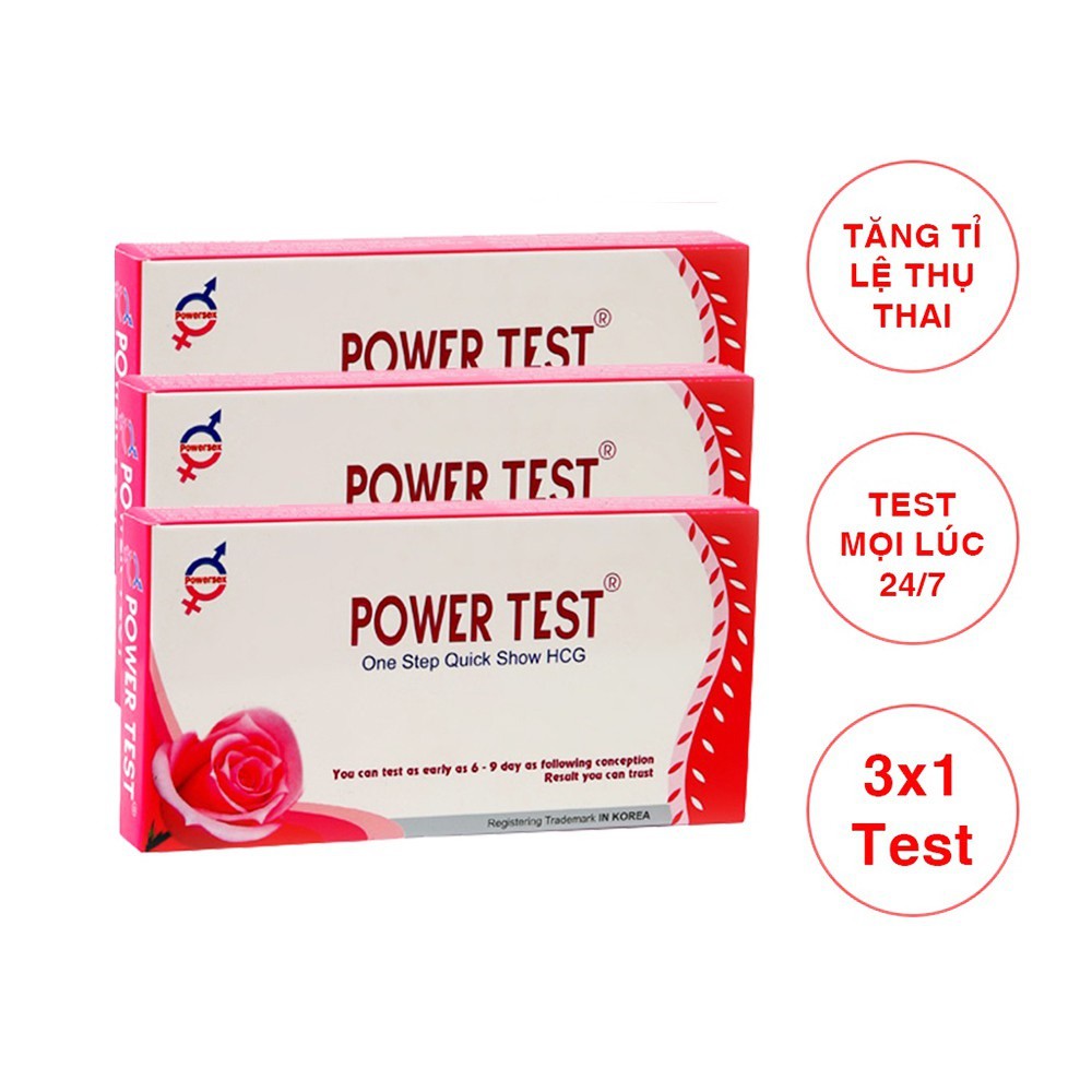 Combo 3 Que thử thai Powertest - Que thử thai phát hiện sớm - Test thử thai nhanh, hiệu quả tức thì - Che tên sản phẩm