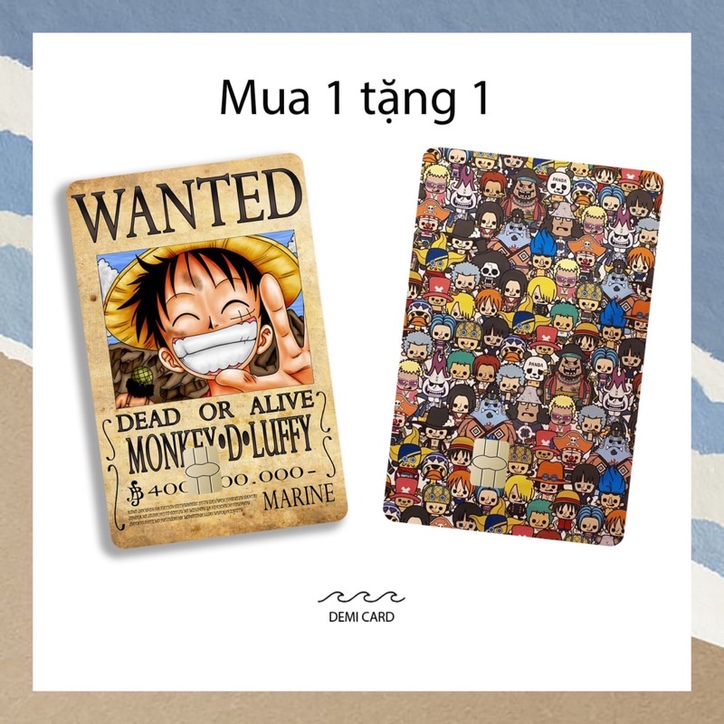 Miếng Dán Thẻ ATM One Piece -dán thẻ xe, thẻ từ, thẻ chung cư