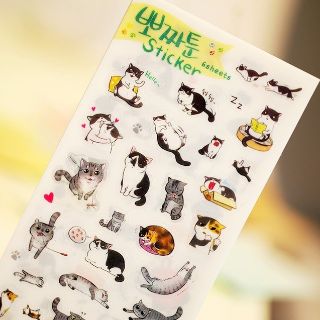 Set 6 tấm sticker mèo đen  ST07