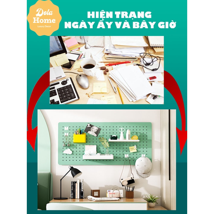 Bảng lỗ Pegboard Dola Home kim loại cao cấp dạng treo phù hợp với việc setup góc làm việc, game, công nghệ