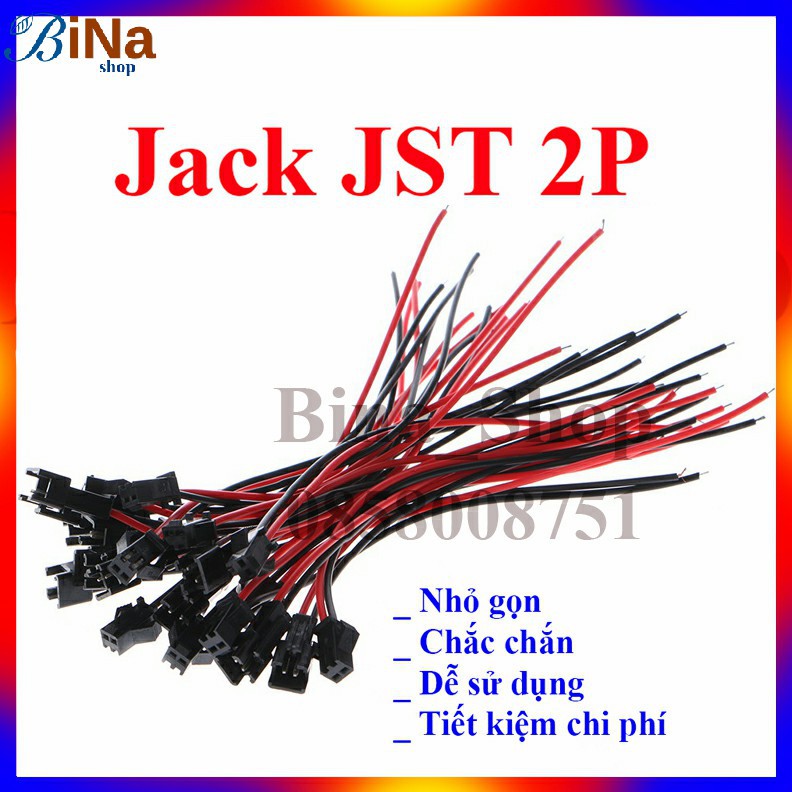 [10 cặp] Cáp JST 2P 10cm/15cm, Cáp nối nguồn JST