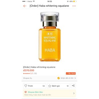 Dầu dưỡng Haba whitening squalane