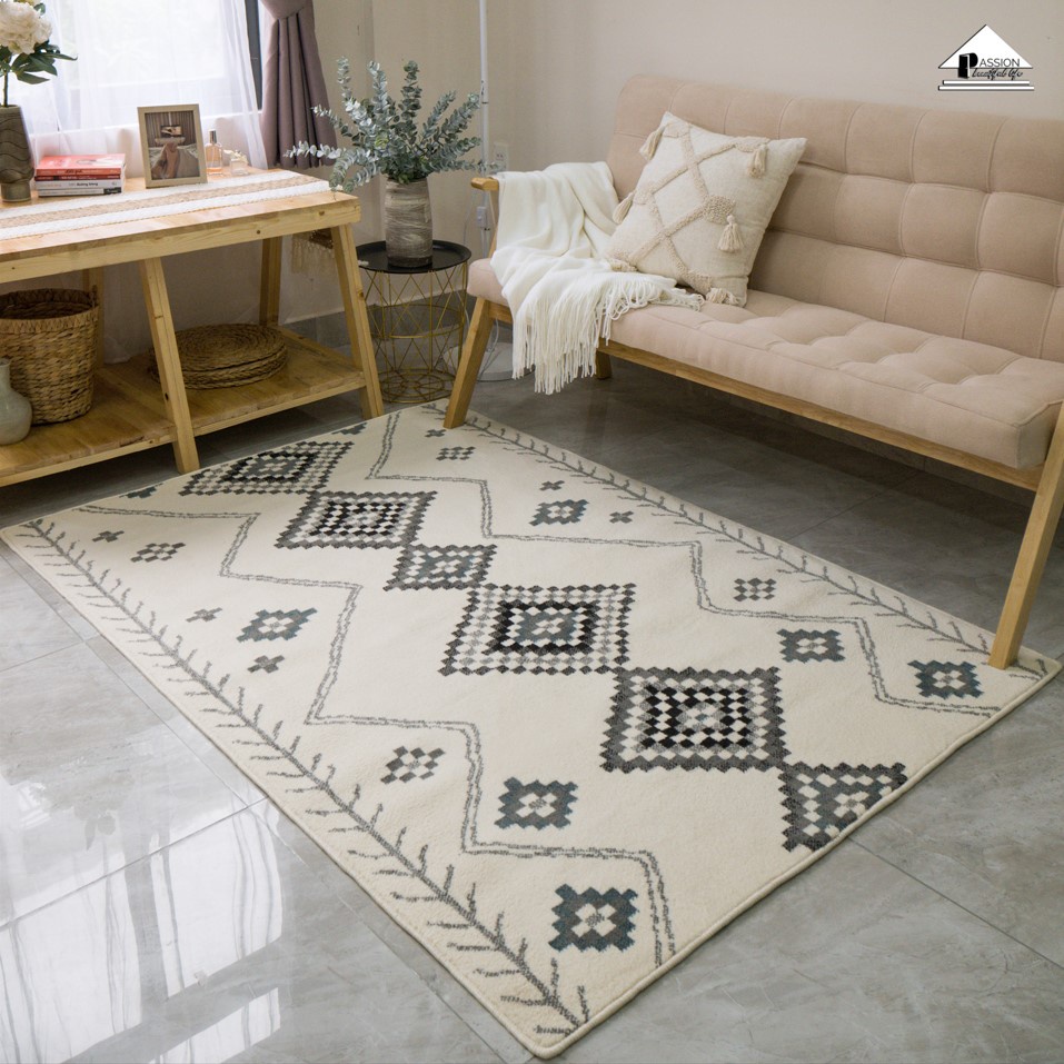 Thảm Lông Sợi Ngắn Cao cấp Họa Tiết Hiện Đại Phong cách Bắc Âu