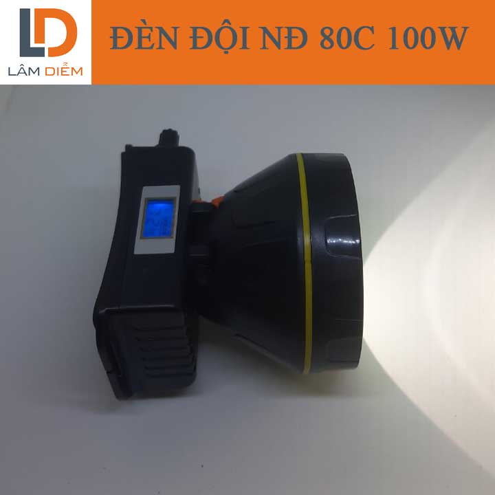 ĐÈN PIN SẠC ĐỘI ĐẦU 100W CÔNG TẮC XOAY CÓ MÀN HÌNH TỈ LỆ PHẦN TRĂM PIN NĐ 80C