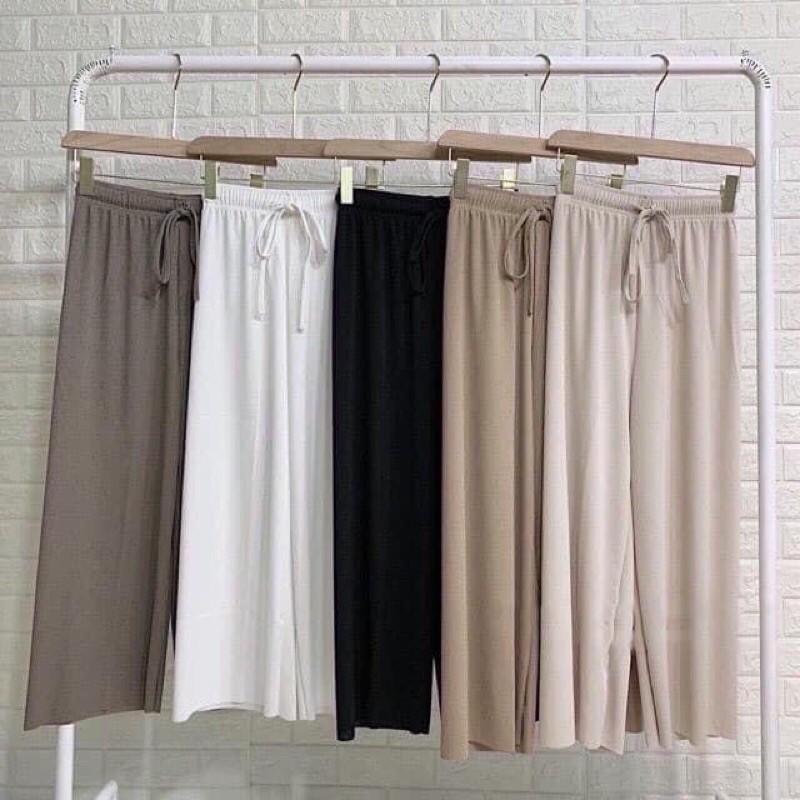 Quần cotton tăm kiểu xuông cullottes