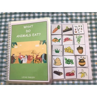 Học liệu bóc dán "what do animals eat?", "Animals and their home"
