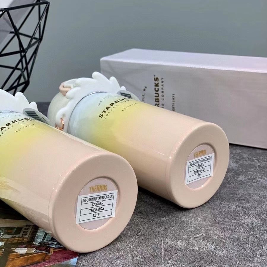 Ly starbucks giữ nhiệt 350ml Mặt dây chuyền tình yêu Hộp quà tặng chai nước đồng thương hiệu cho trẻ em