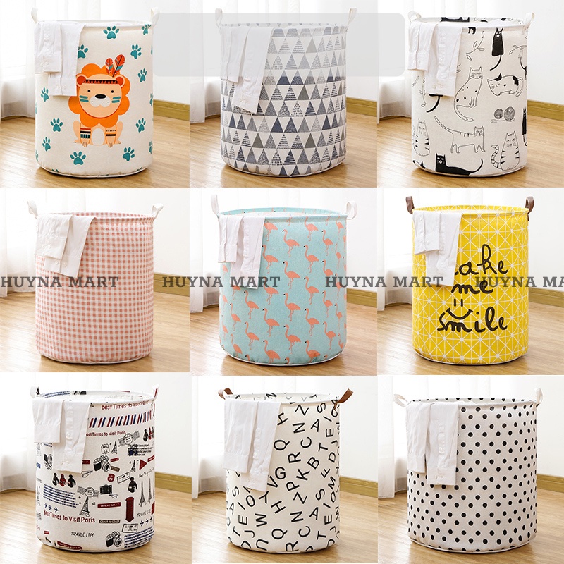 Sọt Đựng Quần Áo, Thùng Vải Đựng Đồ Cỡ Lớn Có Quai Chống Thấm Nước In 3D TD06