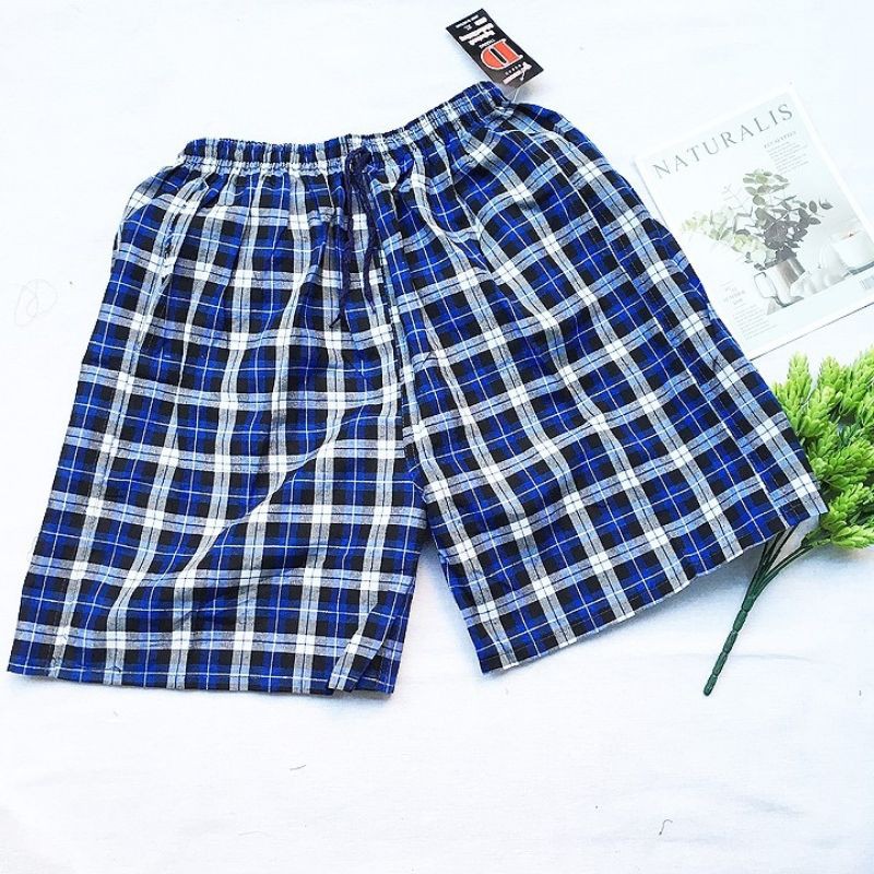 AP17 Quần đùi ngủ nam caro mặc nhà vải kate thấm hút mồ hôi