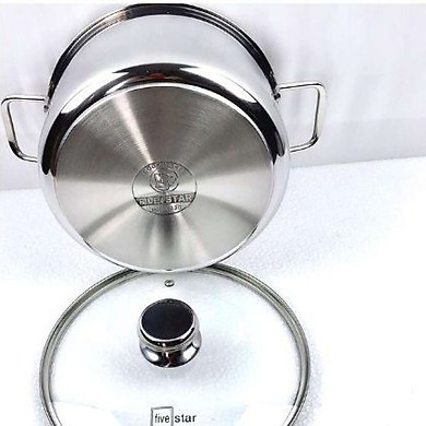 Nồi Inox 3 đáy Fivestar Five Star 20cm, 24cm, 26cm, 28cm nắp kính Đáy Từ