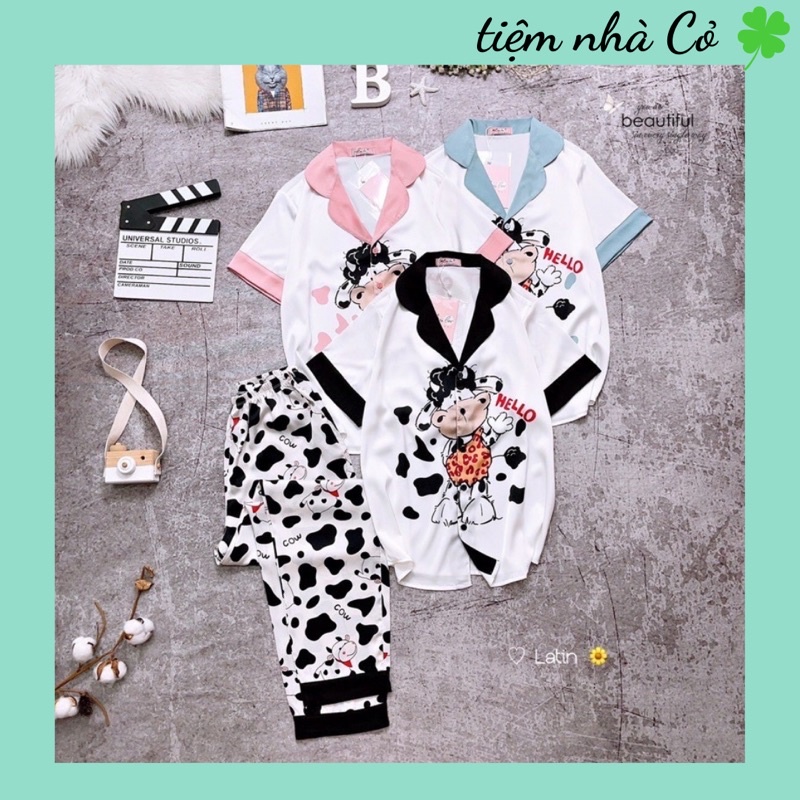 Đồ Bộ Pijama Lụa Latin mặc nhà TNQD mẫu đẹp, dễ thương chất vải mềm mịn mát