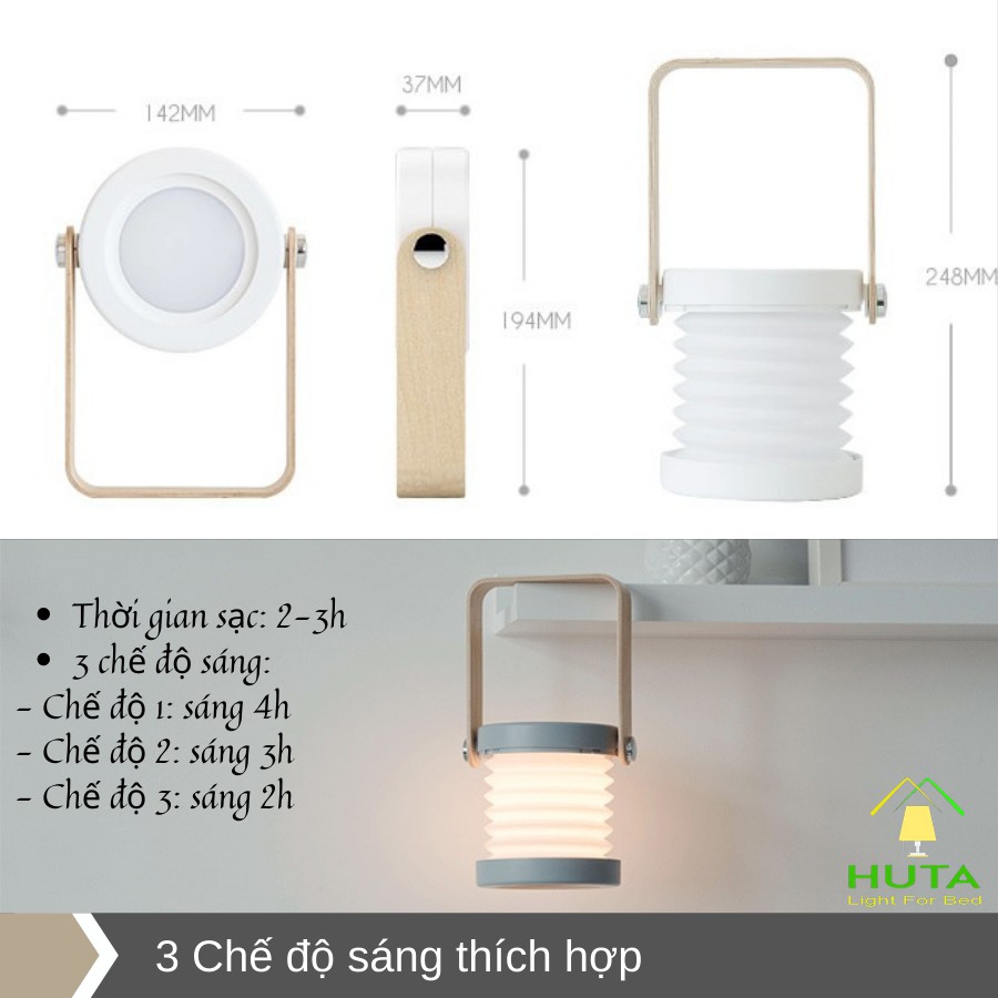 Đèn Đọc Sách Đa Năng Cảm Ứng, LED, Pin Sạc Tích Điện, Dùng Để Bàn Làm Việc, Đèn Học, Để Giường, Ánh Sáng Vàng - HUTA