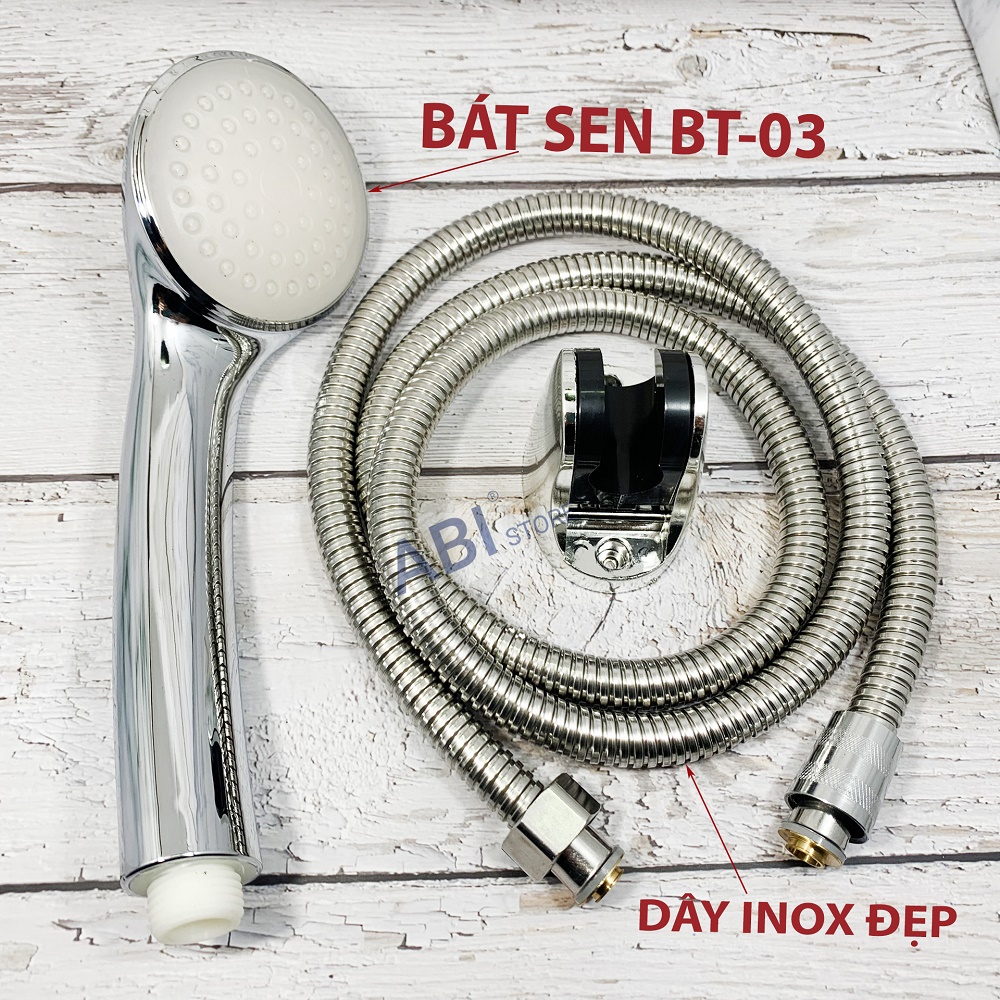 Bộ dây bát sen tắm BT-03 mạ crome hàng đẹp ( dây inox, ốc đồng, dây chống xoắn, dây 3 lớp chịu áp )