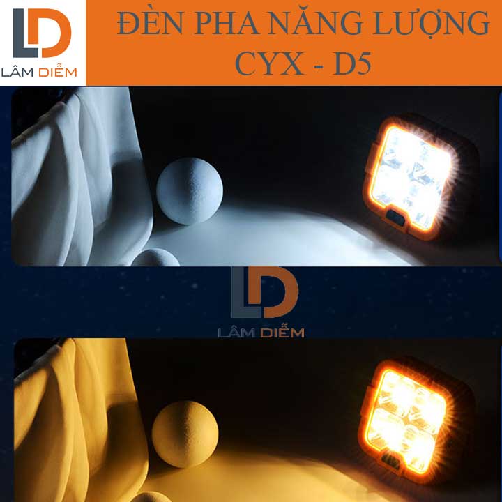 Đèn led pha tích điện sạc usb năng lượng mặt trời 4 chế độ sáng D5