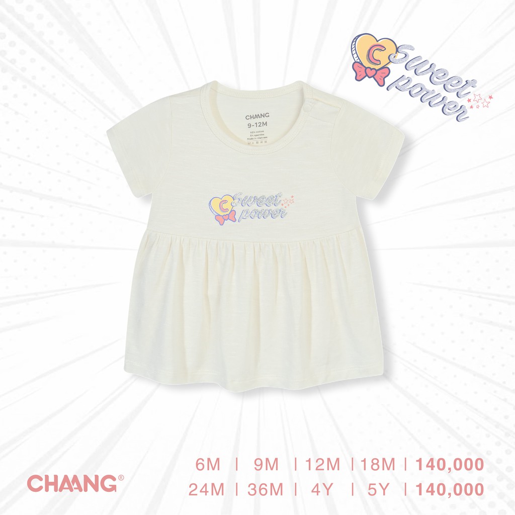 Áo babydoll hero trắng cho bé gái CHAANG