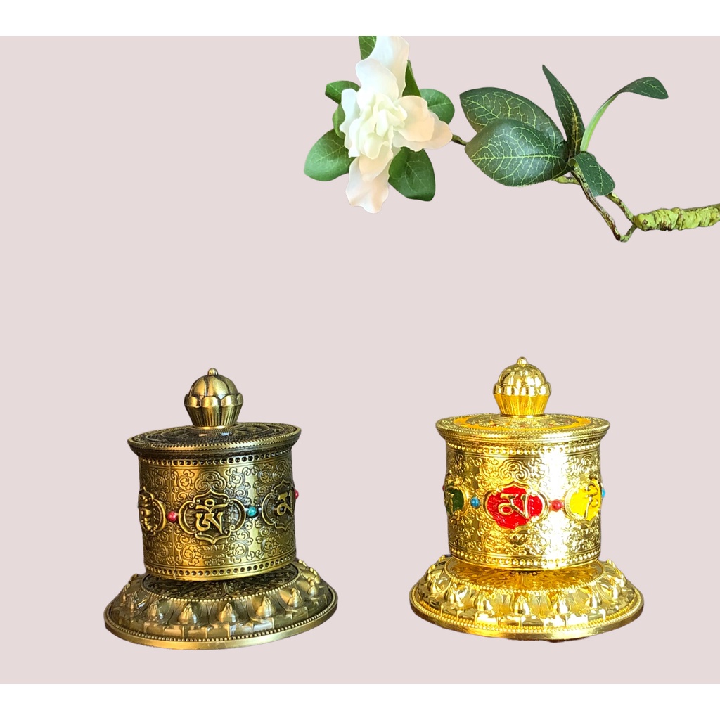 Kinh Luân Bánh Xe Cầu Nguyện Phật Giáo Để Bàn Xoay Tay Cát Tường Như Ý Hai Phiên Bản
