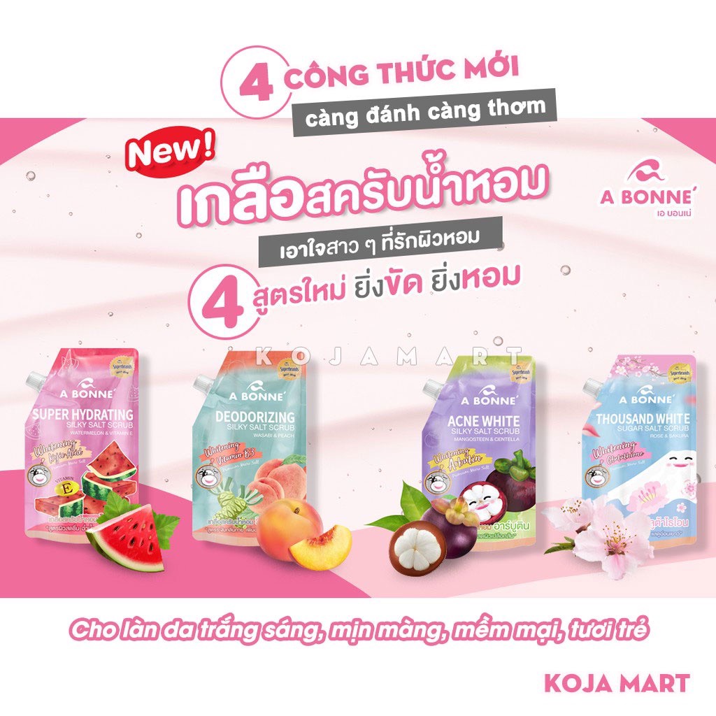 [Hàng Cao Cấp] Muối tắm sữa bò,mùi hoa quả tẩy tế bào chết,trắng da A Bonne Spa Milk Salt 350g Thái Lan