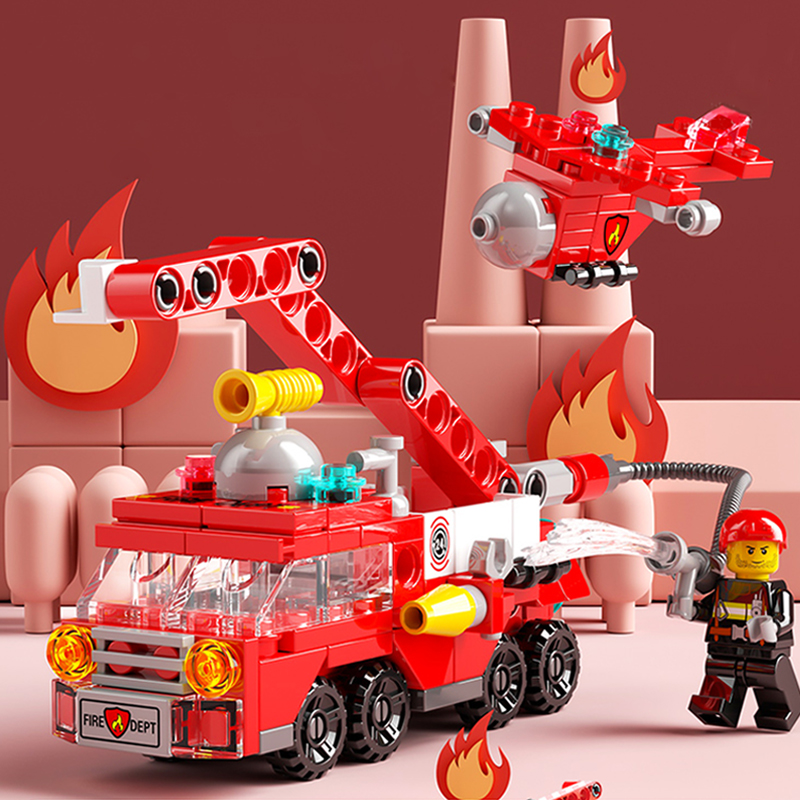 Bộ Đồ Chơi Lắp Ráp Mô Hình Xe Cứu Hỏa Mini Dành Cho Trẻ Em