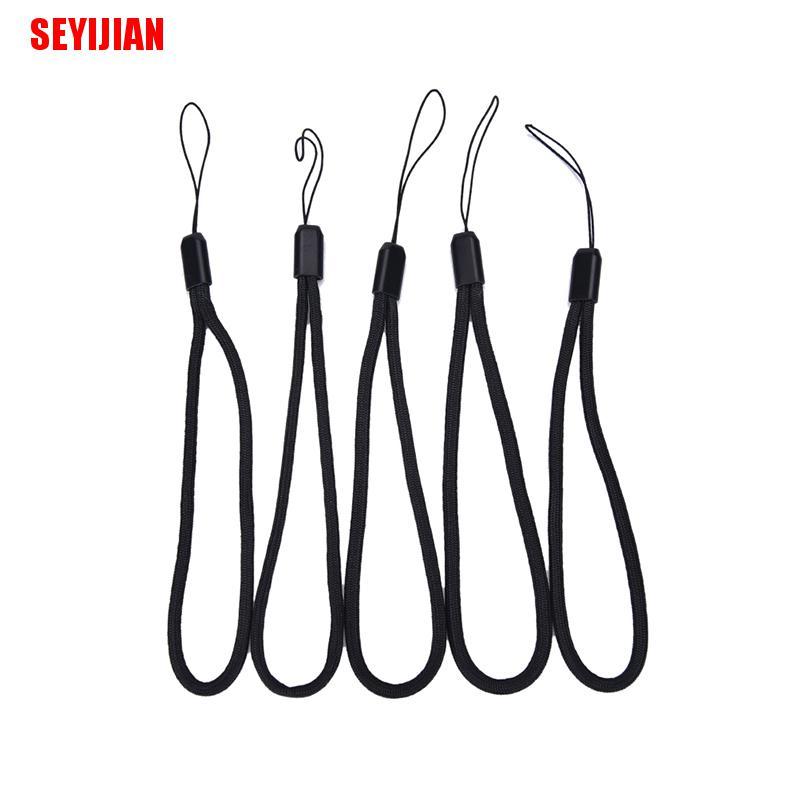 Set 5 Dây Đeo Cổ Tay Bằng Nylon Màu Đen Chuyên Dụng Cho Máy Ảnh / Điện Thoại / Ipod Usb Mp3