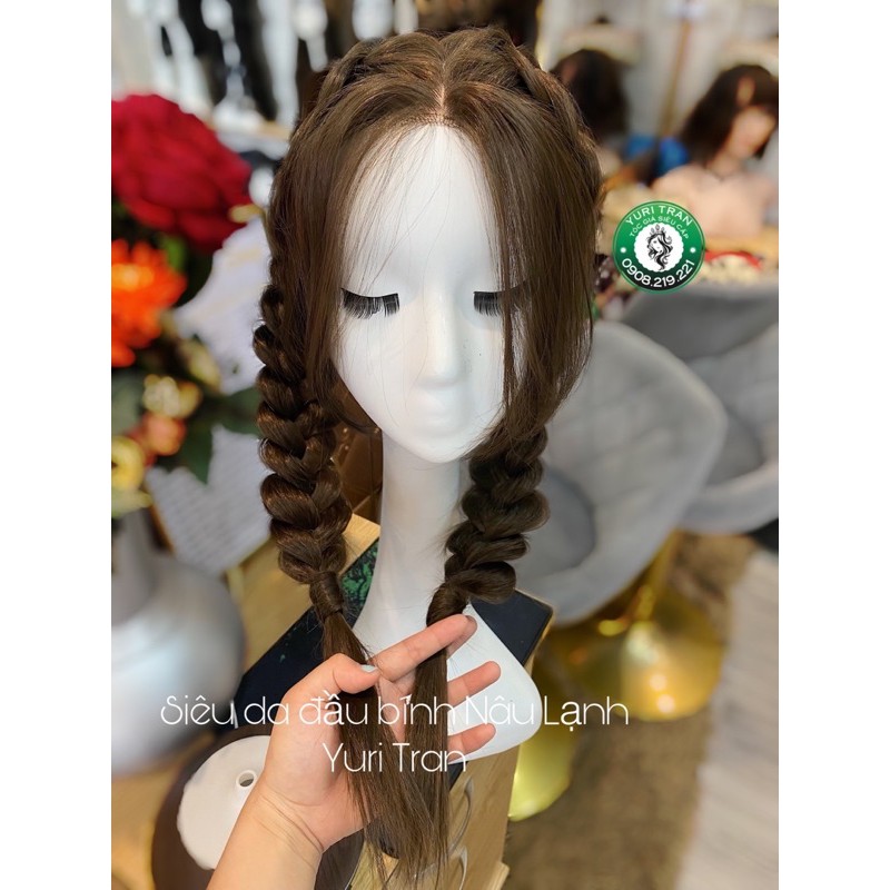 Siêu Da Đầu FrontLace Bính 2 mái, cực kì tự nhiên, được móc lưới từng sợi đẹp tự nhiên 100% như tóc thật, hình tự chụp