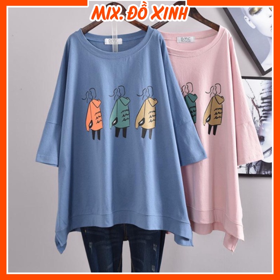 Áo thun unisex tay lỡ Thu Hà áo phông form rộng chất liệu thun Cotton co giãn in hình 3 Cô Gái