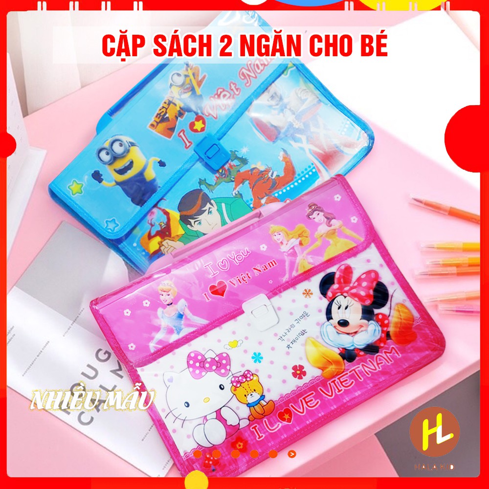 Cặp sách nhựa 2 ngăn DISNEY chống thấm cho bé đi học thêm- QATE0107