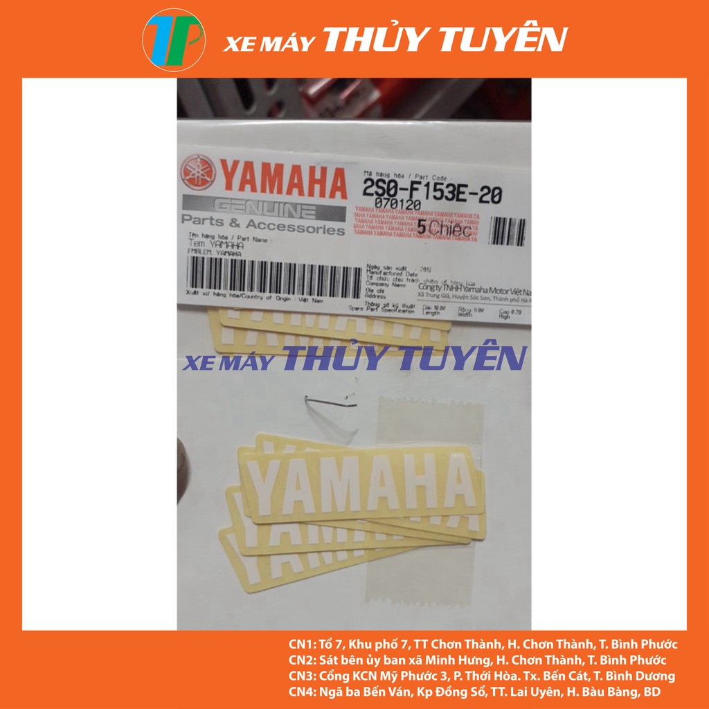 Tem chữ YAMAHA nhỏ màu trắng chính hãng Yamaha