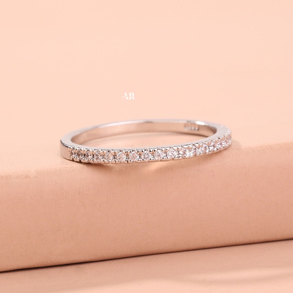 Nhẫn bạc nữ đính đá một hàng nhẫn nữ bạc 925 đơn giản– AURASILVER-N08