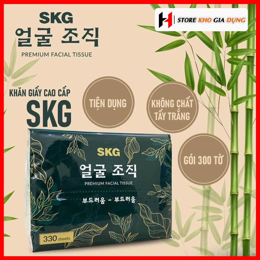1 Thùng Giấy Ăn Gấu Trúc Trà Xanh Hàn Quốc Cao Cấp SKG Dai Mịn. Thùng 30 Gói - 1 Gói 330 Tờ
