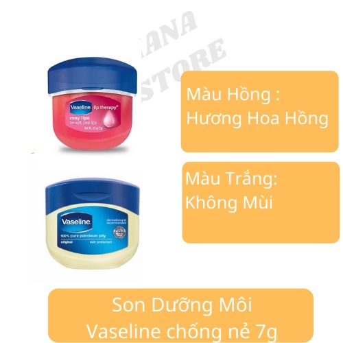 Sáp Dưỡng Môi Vaseline Chăm Sóc Môi Dưỡng Ẩm Dạng Hũ Mỹ Phẩm Hana Chính Hãng Mỹ 7Gr