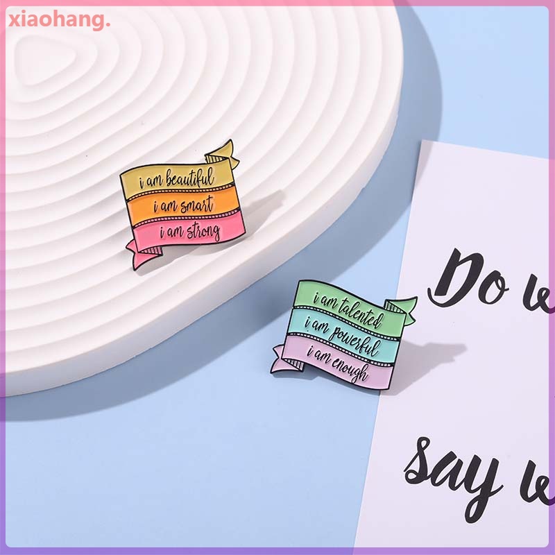 Huy hiệu cài áo thiết kế họa tiết chữ cái I Am tráng men thời trang unisex